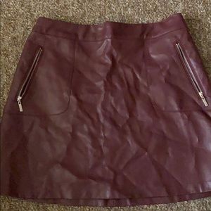 Burgundy vegan leather midi skirt